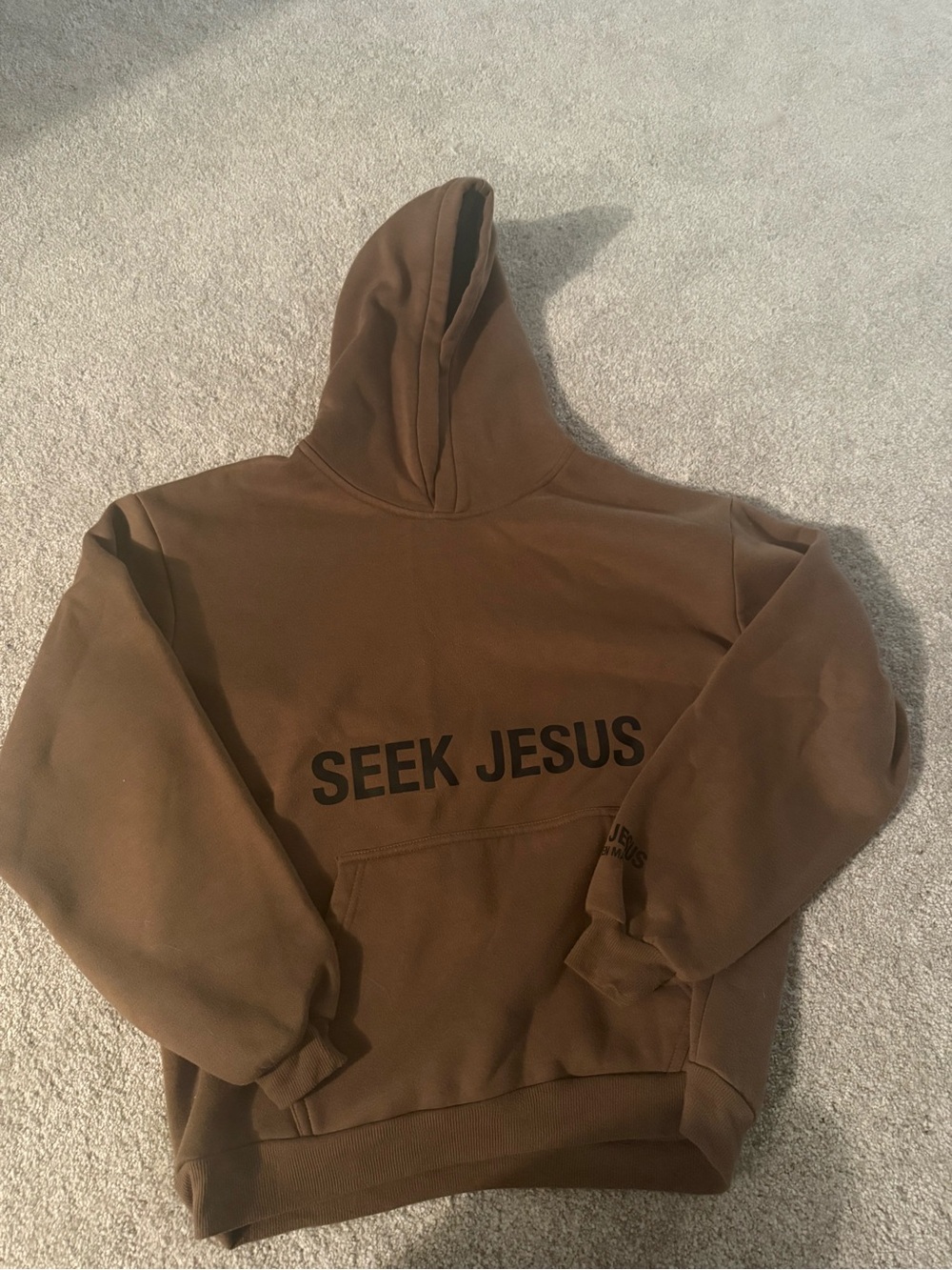 Brown "Seek Jesus" Graphic Hoodie